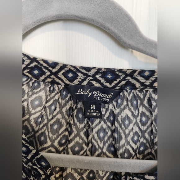 Lucky Brand Navy Diamond Pattern Blouse - Picture 2 of 2